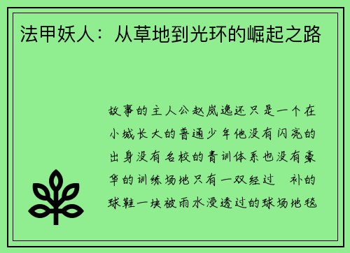 法甲妖人：从草地到光环的崛起之路